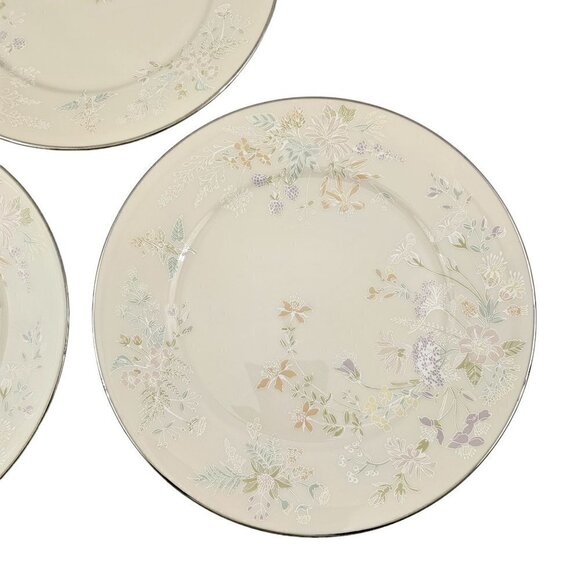 Lenox April Ivory w/ Platinum Floral On Trim 10 7/8” Dinner Plates - Set of 3 - Picture 8 of 16